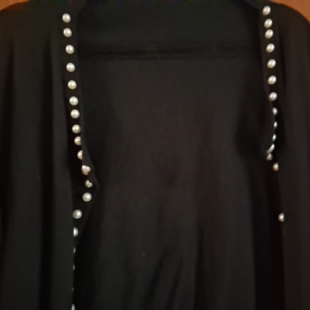 Elegant Black Sweater with Pearl Accents  ( Like New)